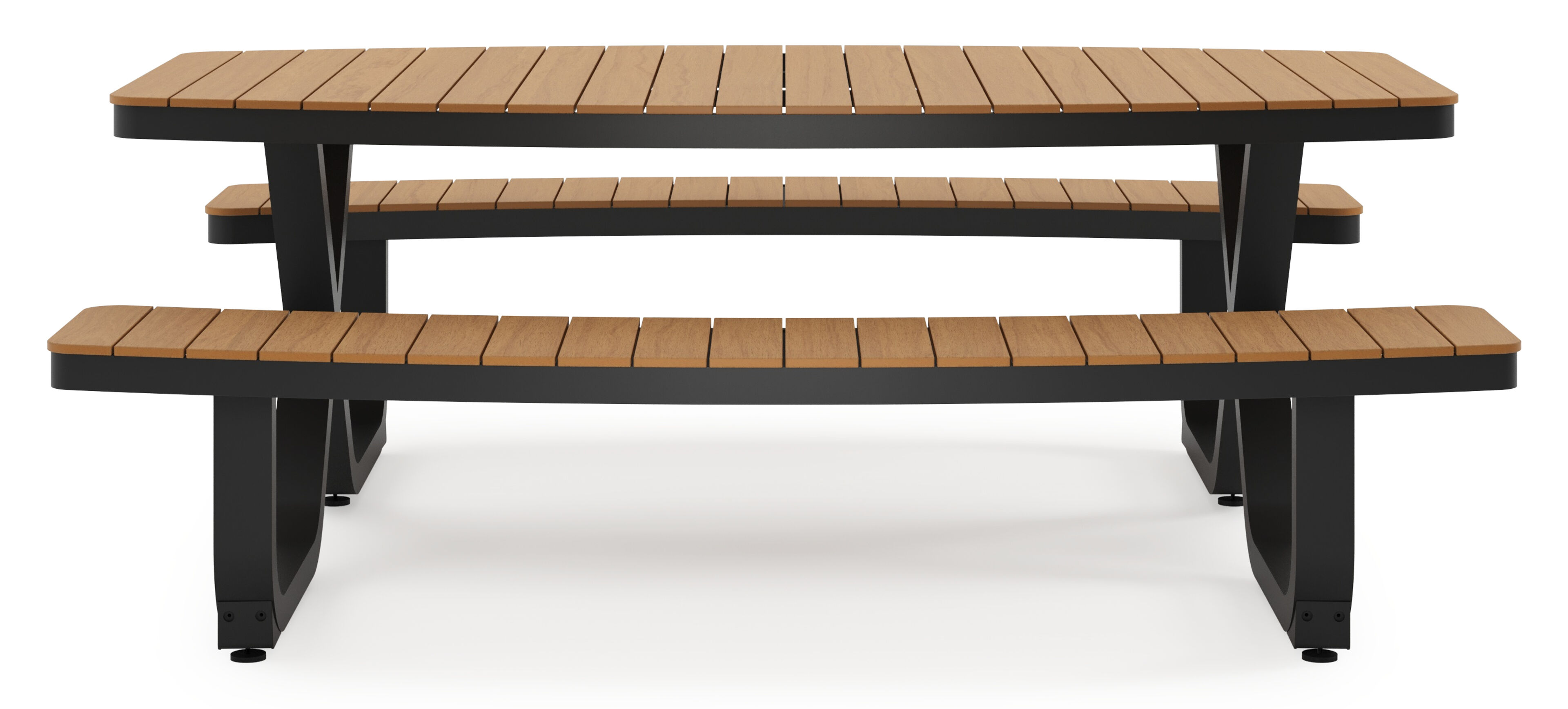 Table de pic-nique Alora en aluminium noir et polywood - Lg. 200 x Lrg. 214 x Haut. 74 cm