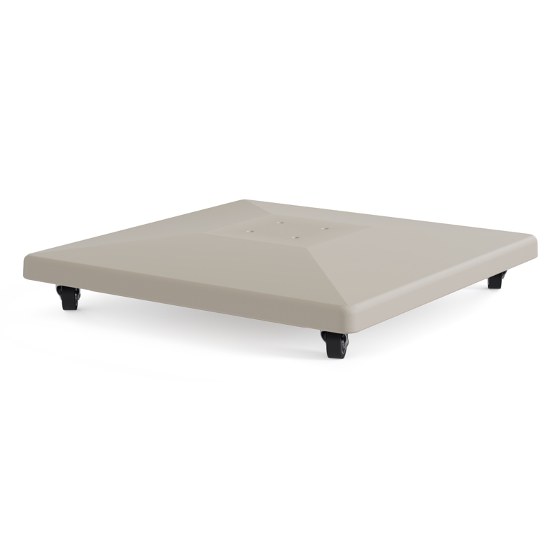 Avola zweefparasol met tiltfunctie in beige aluminium en Natte Linen Chalk Sunbrella Premium parasoldoek - L1 200 x L2 300 cm met parasolvoet Avola 90 kg