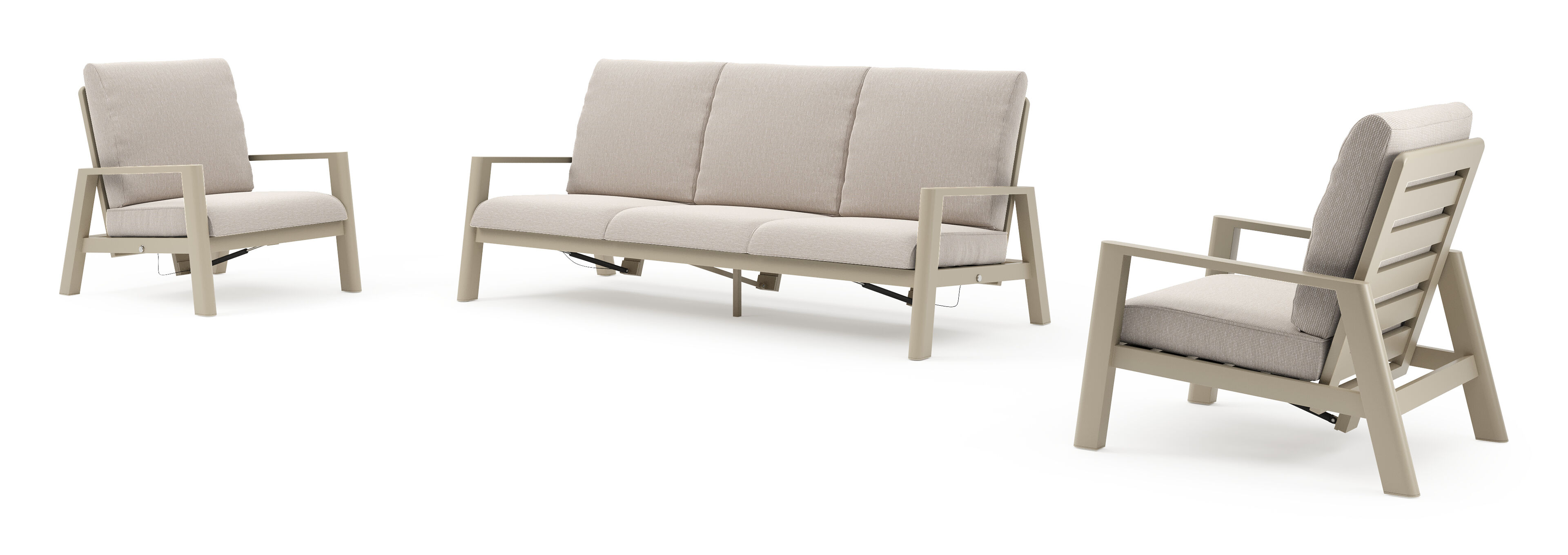 Cirello loungeset in beige aluminium met slow farafra all weather sunbrella® luxe kussen