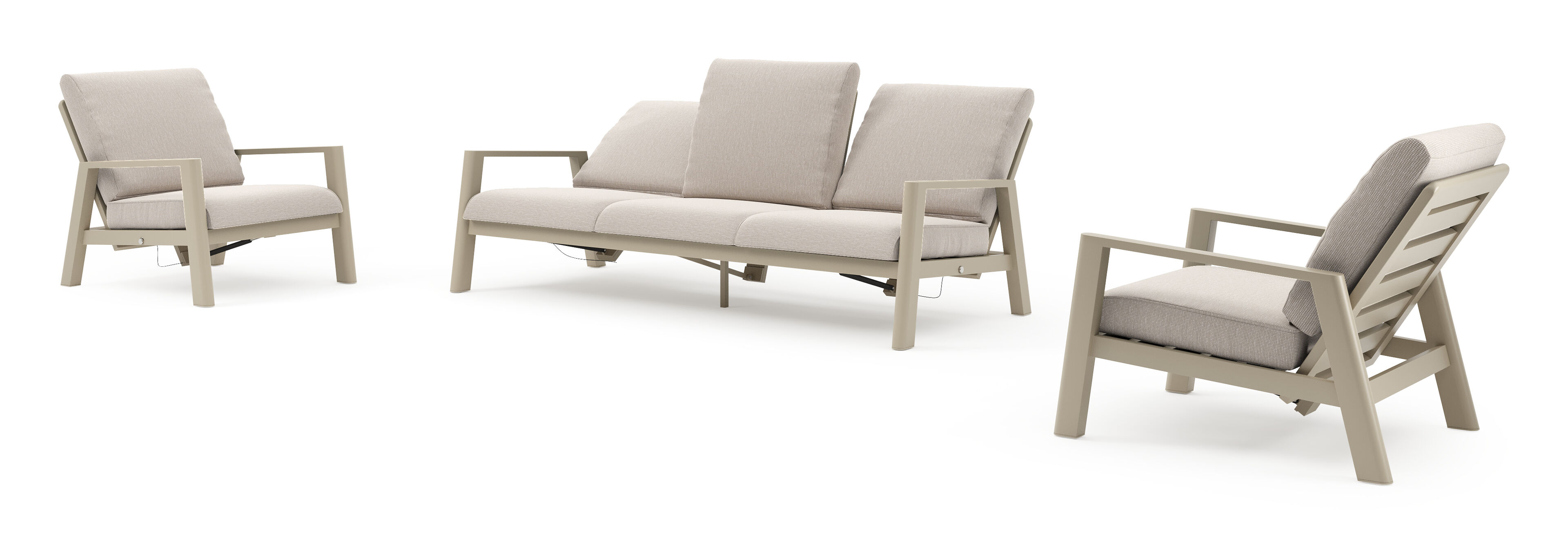 Cirello loungeset in beige aluminium met slow farafra all weather sunbrella® luxe kussen