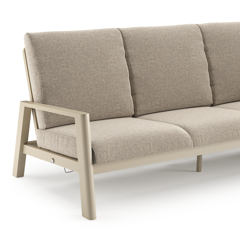 Cirello loungeset in beige aluminium met chartres pewter all weather sunbrella® luxe kussen