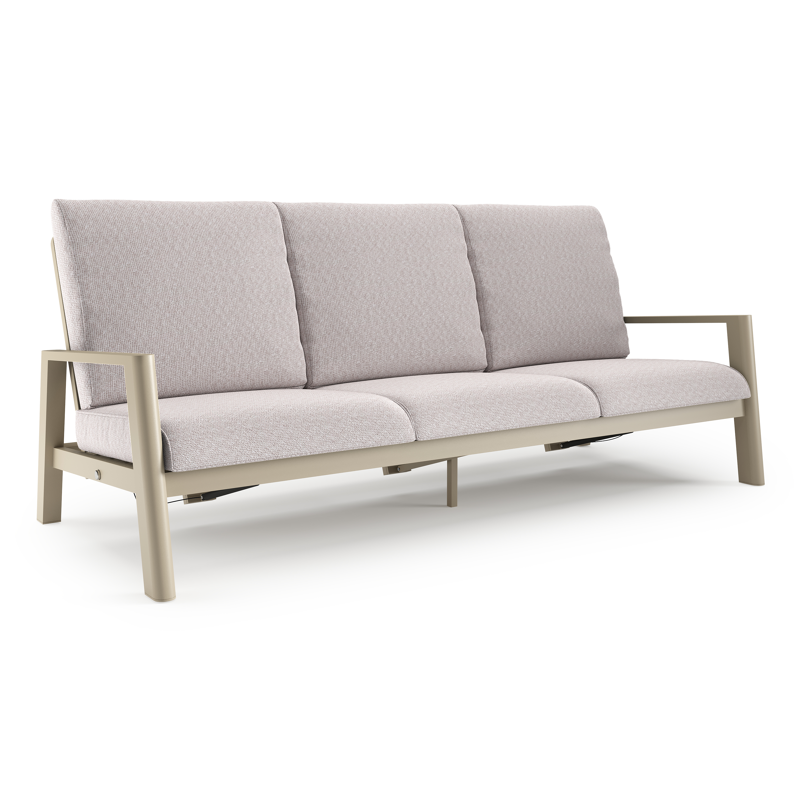 Canapé de jardin Cirello en aluminium beige et coussins en all weather sunbrella® luxe wander gobi