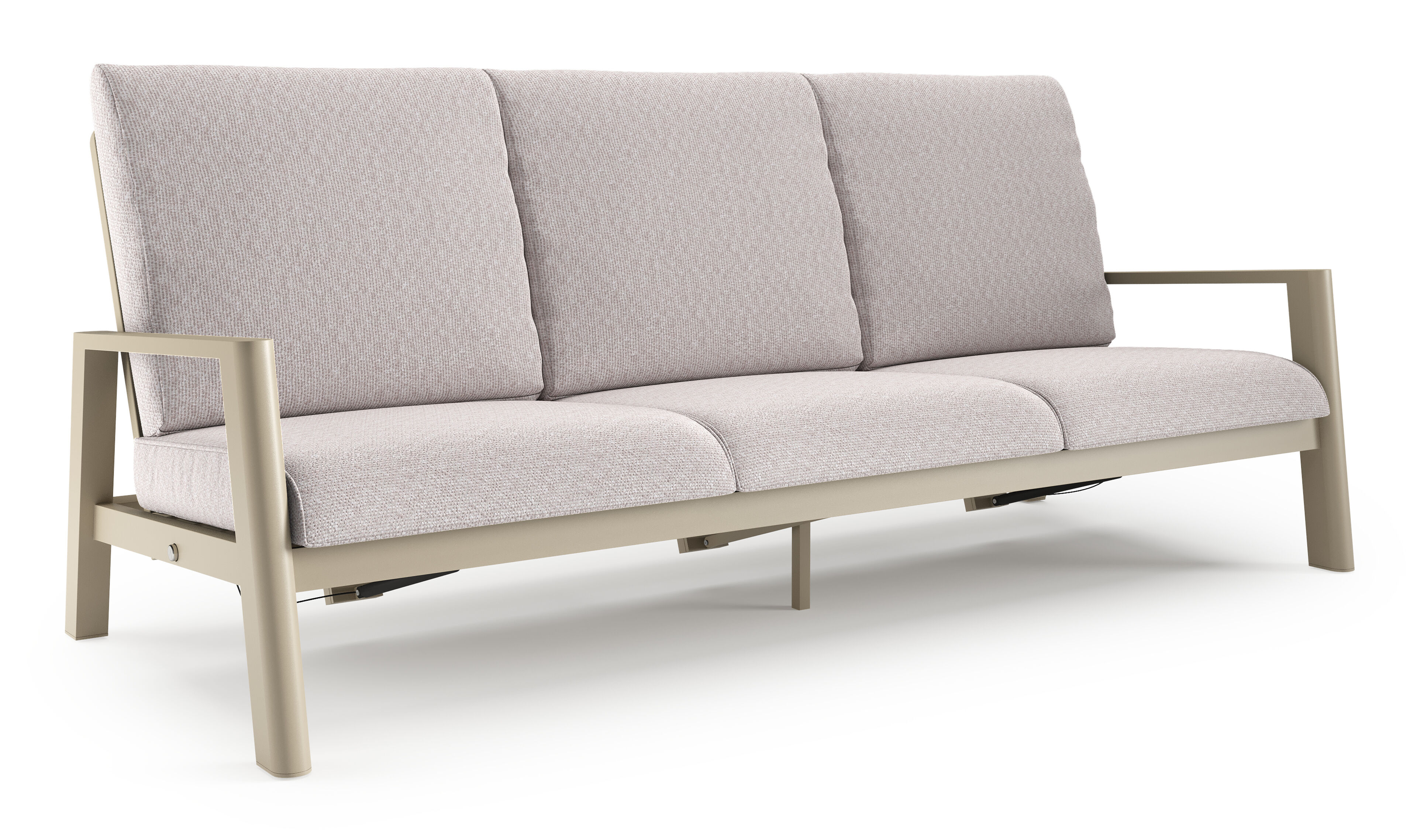 Canapé de jardin Cirello en aluminium beige et coussins en all weather sunbrella® luxe wander gobi