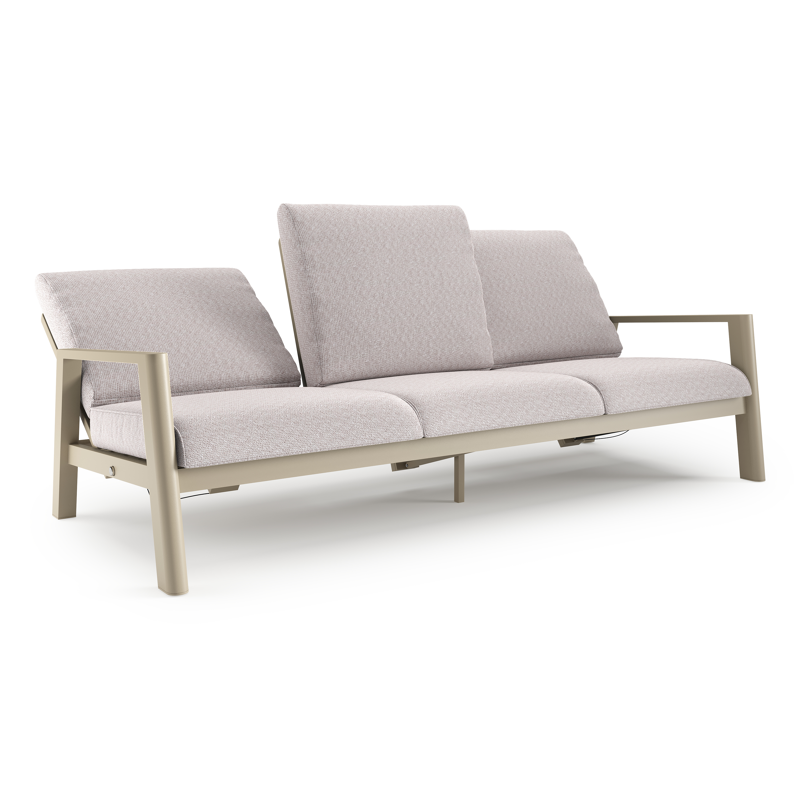 Canapé de jardin Cirello en aluminium beige et coussins en all weather sunbrella® luxe wander gobi