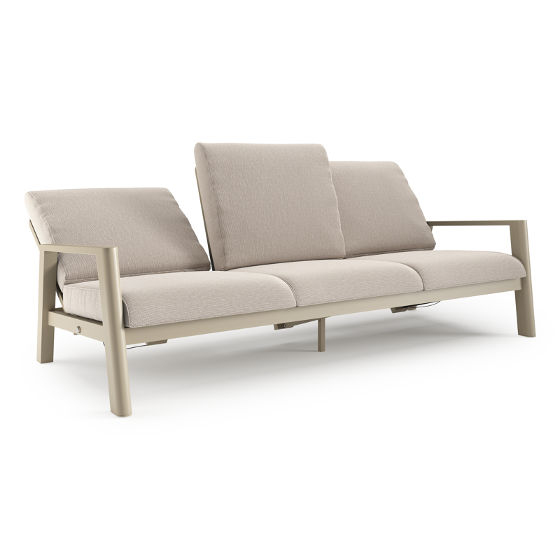Cirello loungebank in beige aluminium met slow farafra all weather sunbrella® luxe kussen