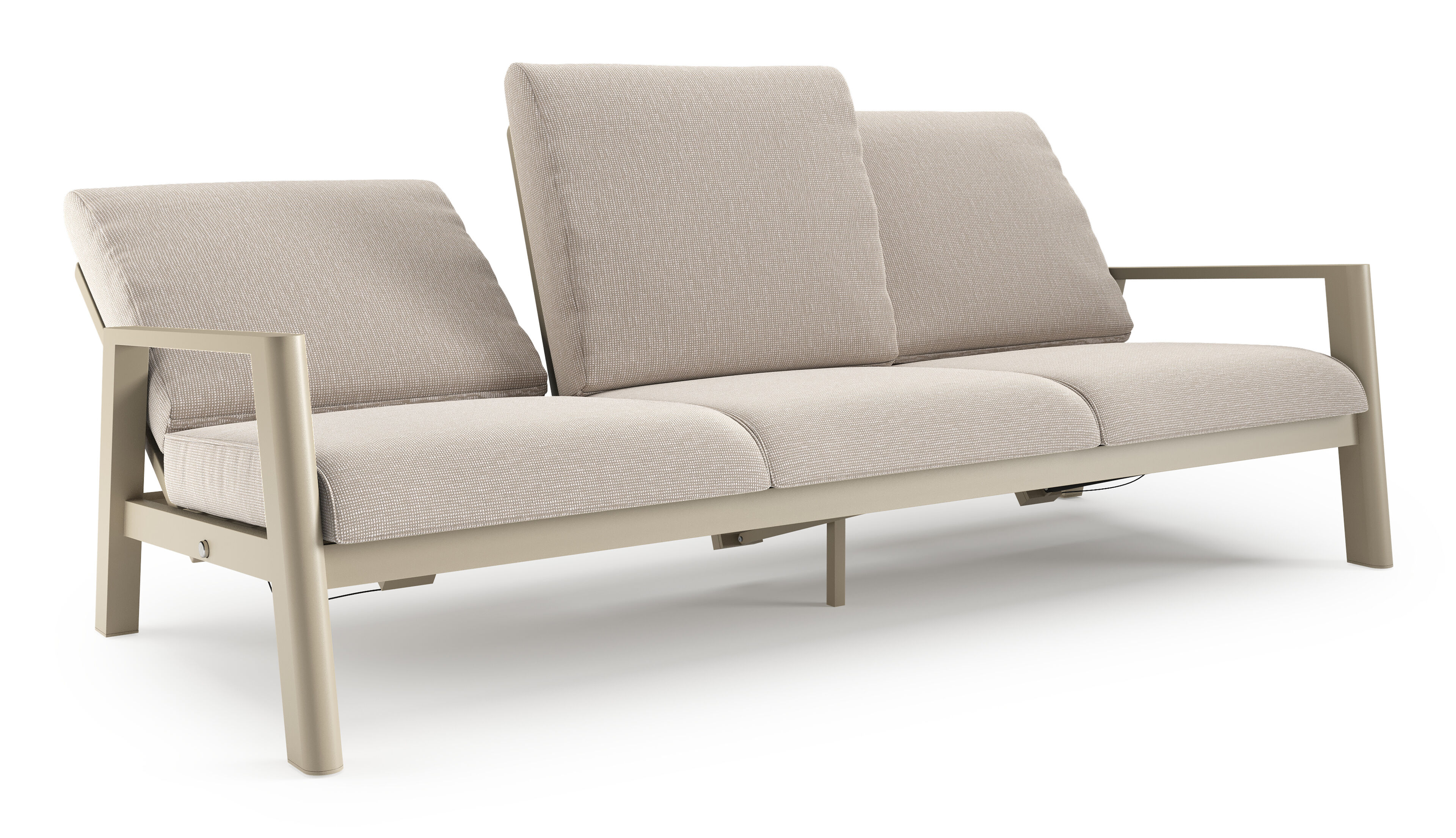 Cirello loungebank in beige aluminium met slow farafra all weather sunbrella® luxe kussen