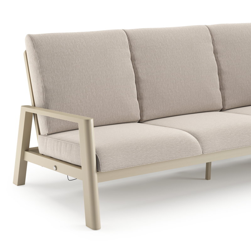 Cirello loungebank in beige aluminium met slow farafra all weather sunbrella® luxe kussen