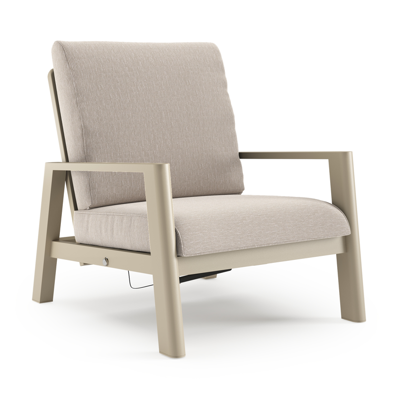 Fauteuil de jardin Cirello en aluminium beige et coussins en all weather sunbrella® luxe slow farafra
