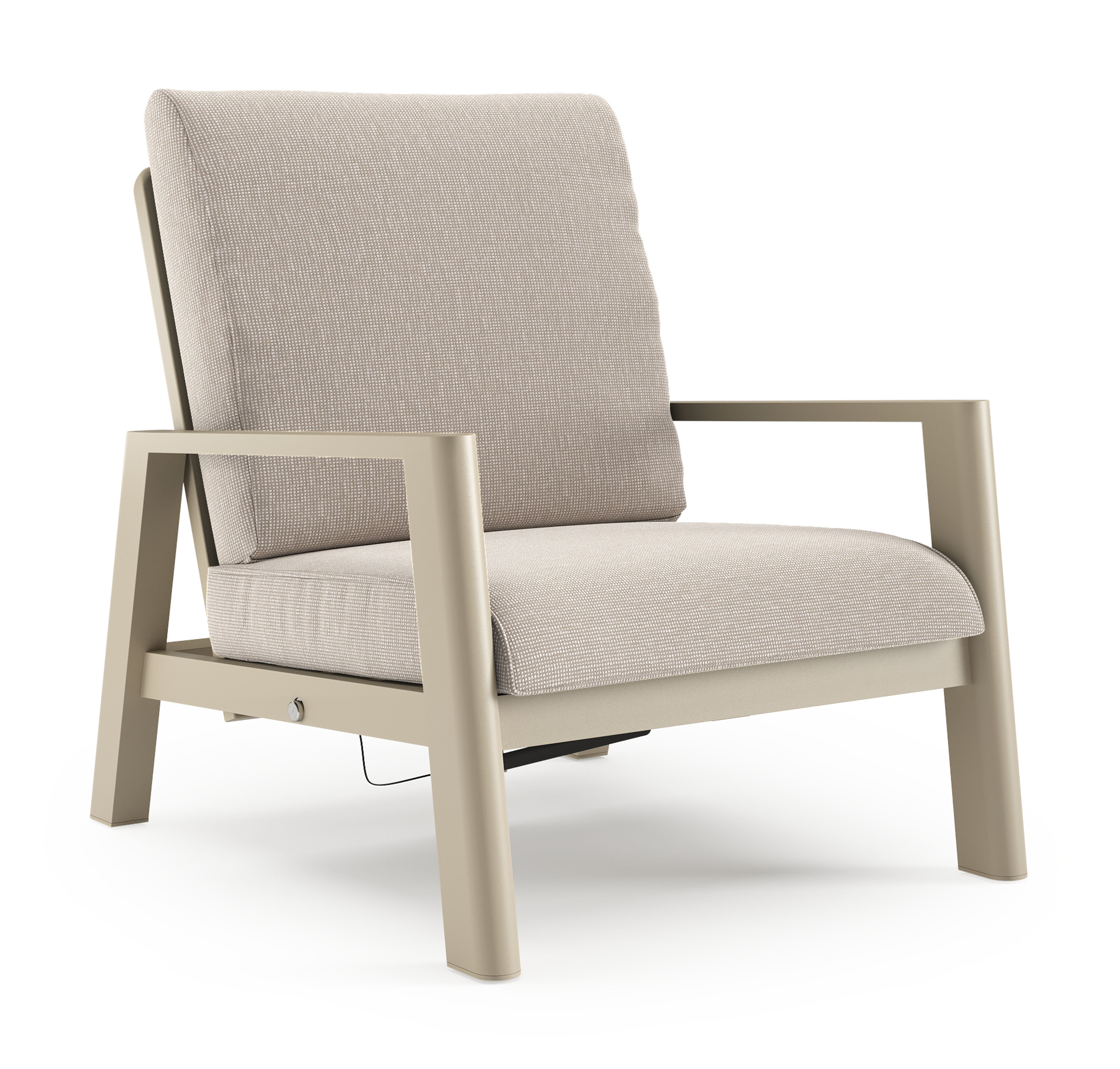 Fauteuil de jardin Cirello en aluminium beige et coussins en all weather sunbrella® luxe slow farafra