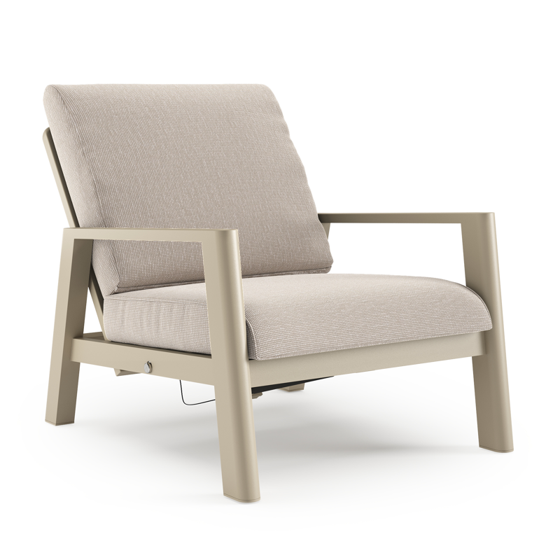 Fauteuil de jardin Cirello en aluminium beige et coussins en all weather sunbrella® luxe slow farafra