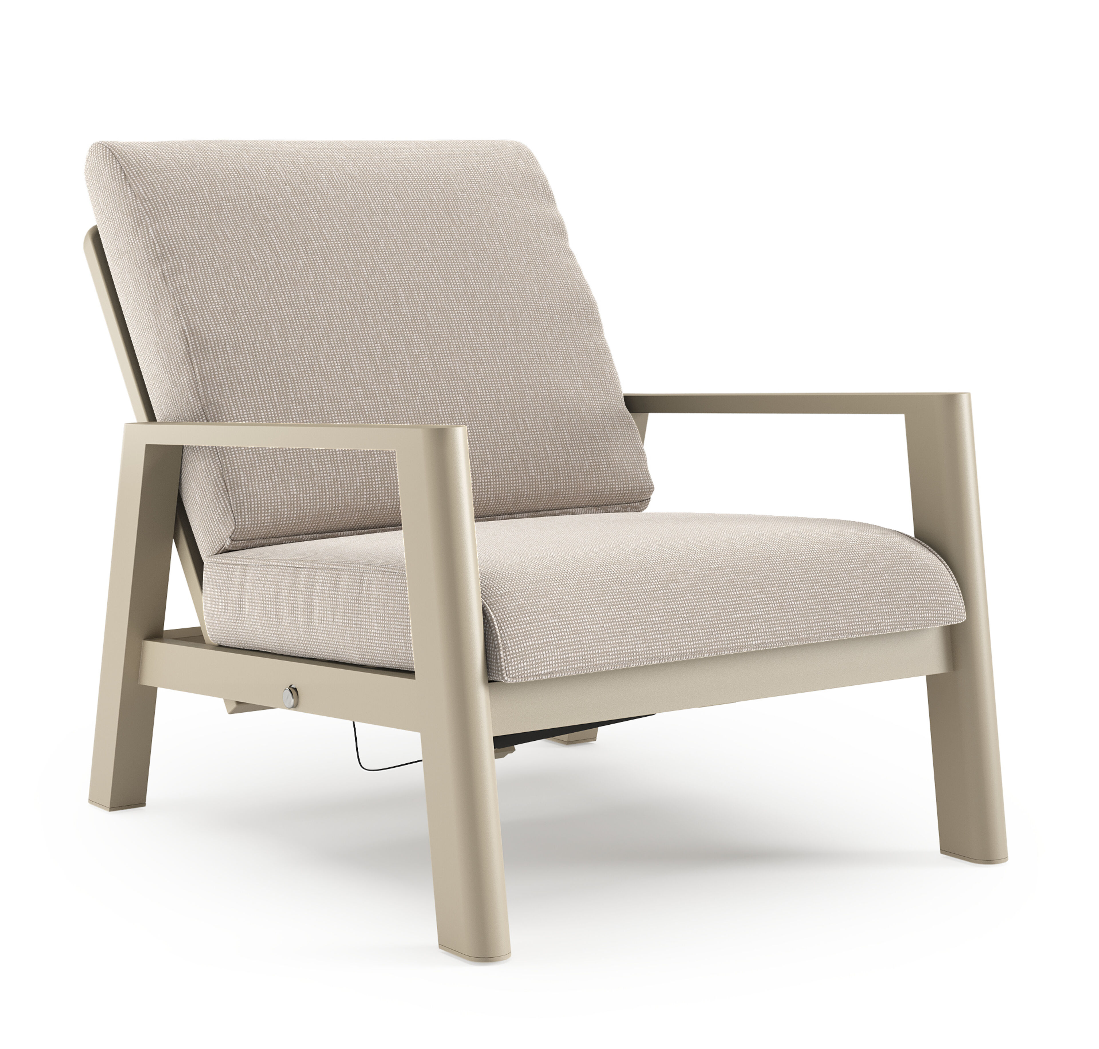 Fauteuil de jardin Cirello en aluminium beige et coussins en all weather sunbrella® luxe slow farafra