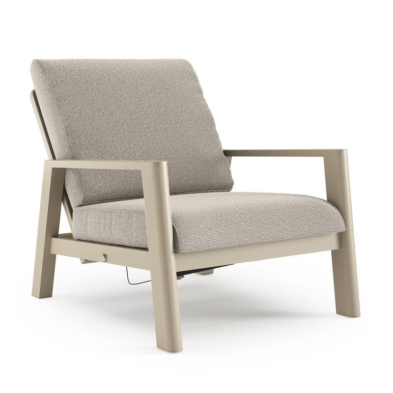 Cirello loungestoel in beige aluminium met firenze sand all weather solica kussen