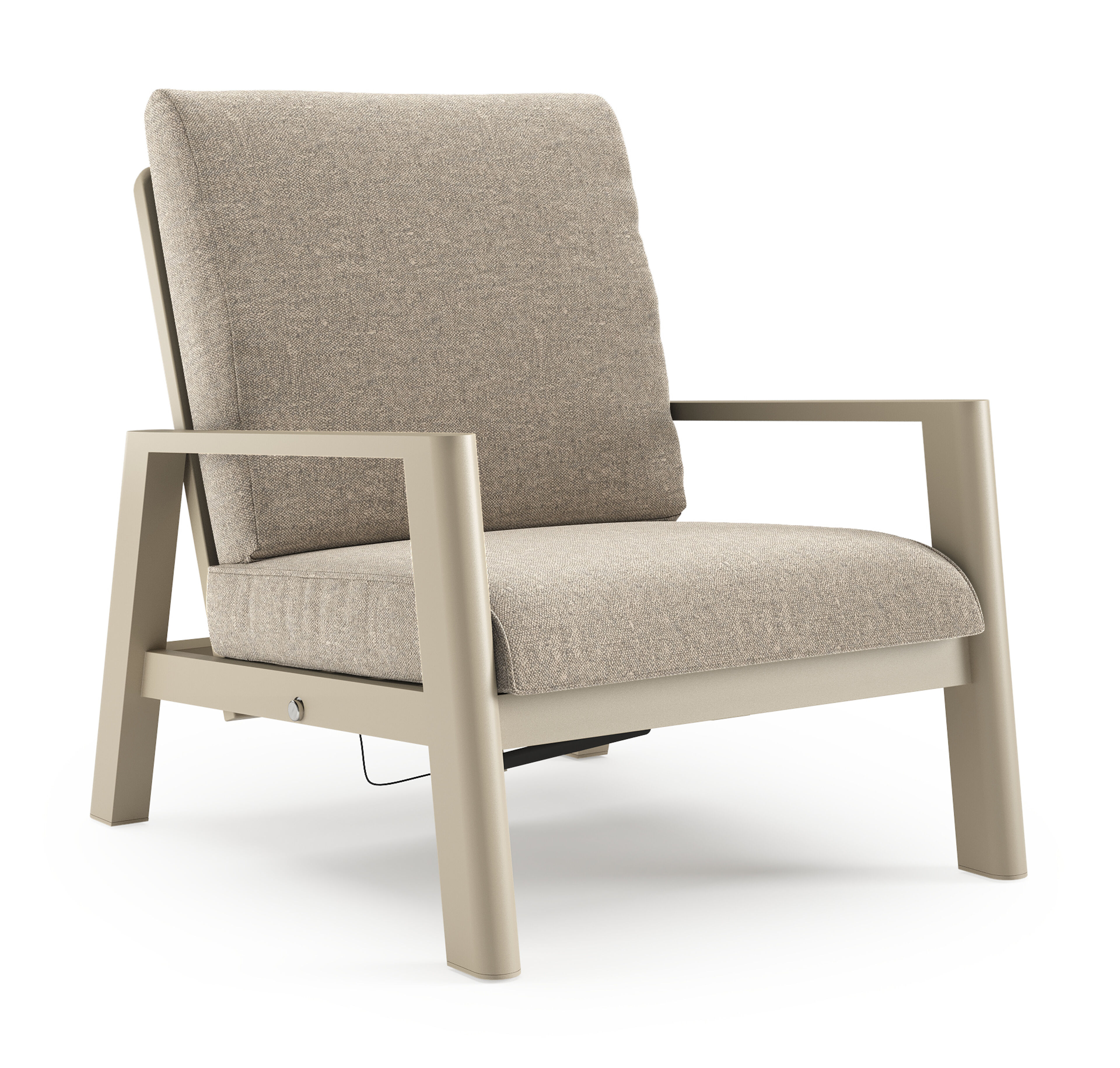 Cirello loungestoel in beige aluminium met chartres pewter all weather sunbrella® luxe kussen
