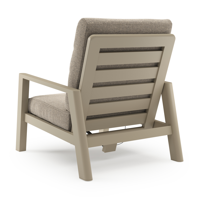 Cirello loungestoel in beige aluminium met chartres pewter all weather sunbrella® luxe kussen