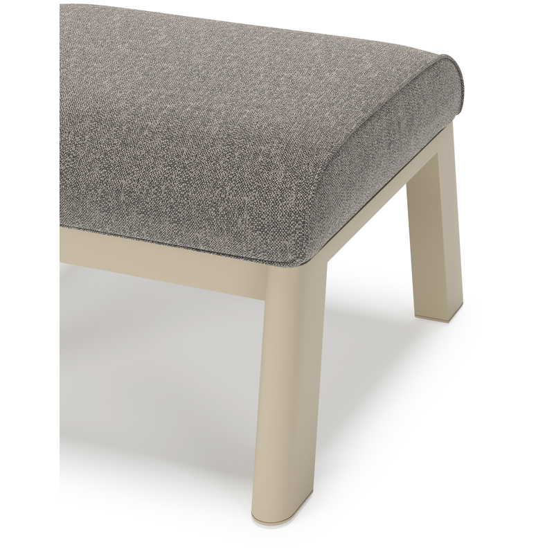 Cirello poef in beige aluminium met chartres drizzle all weather sunbrella® luxe kussen
