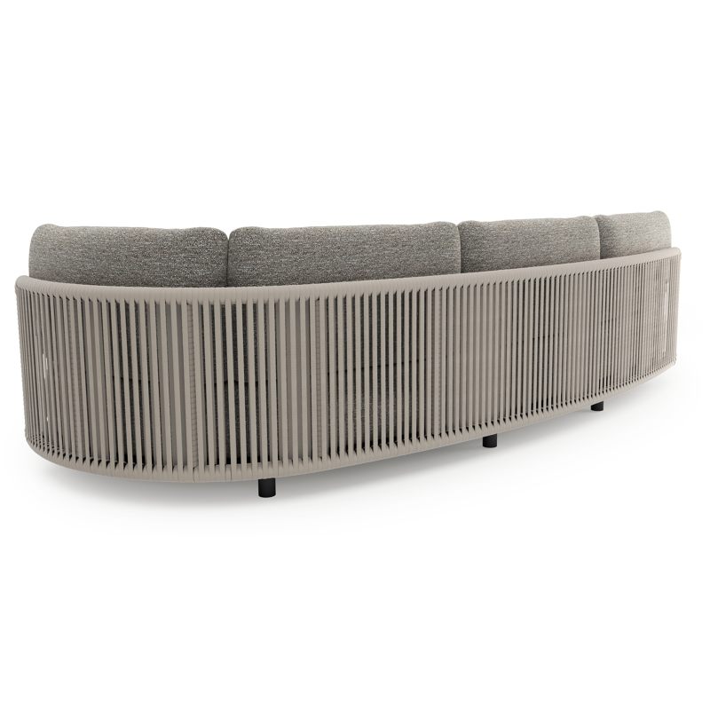 Lomano loungebank in zwart aluminium en beige verticaal geweven luxe vlakke rope met tundra pepper all weather sunbrella® luxe kussen