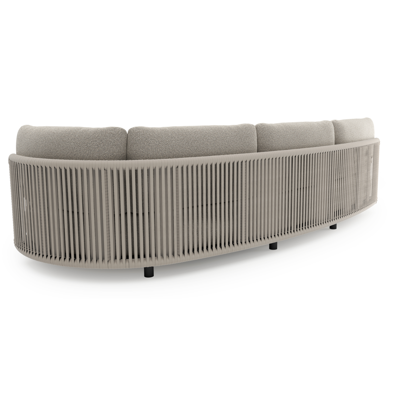 Lomano loungebank in zwart aluminium en beige verticaal geweven luxe vlakke rope met firenze sand all weather solica kussen