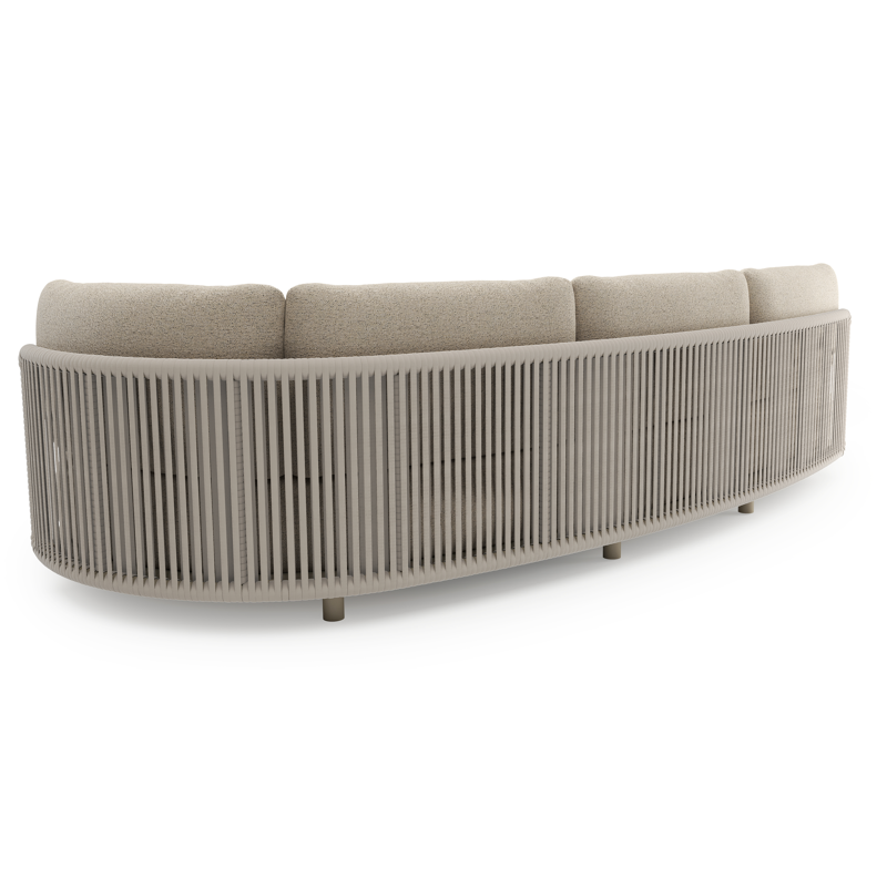 Lomano loungebank in beige aluminium en beige verticaal geweven luxe vlakke rope met marbella beige all weather cosytica kussen