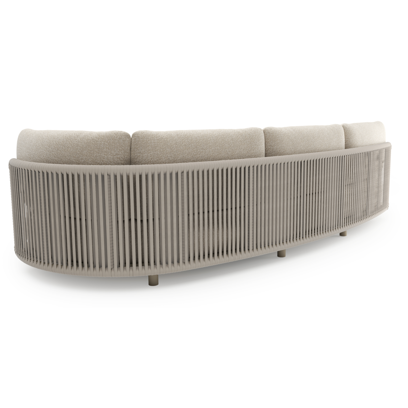 Lomano loungebank in beige aluminium en beige verticaal geweven luxe vlakke rope met marbella ecru all weather cosytica kussen