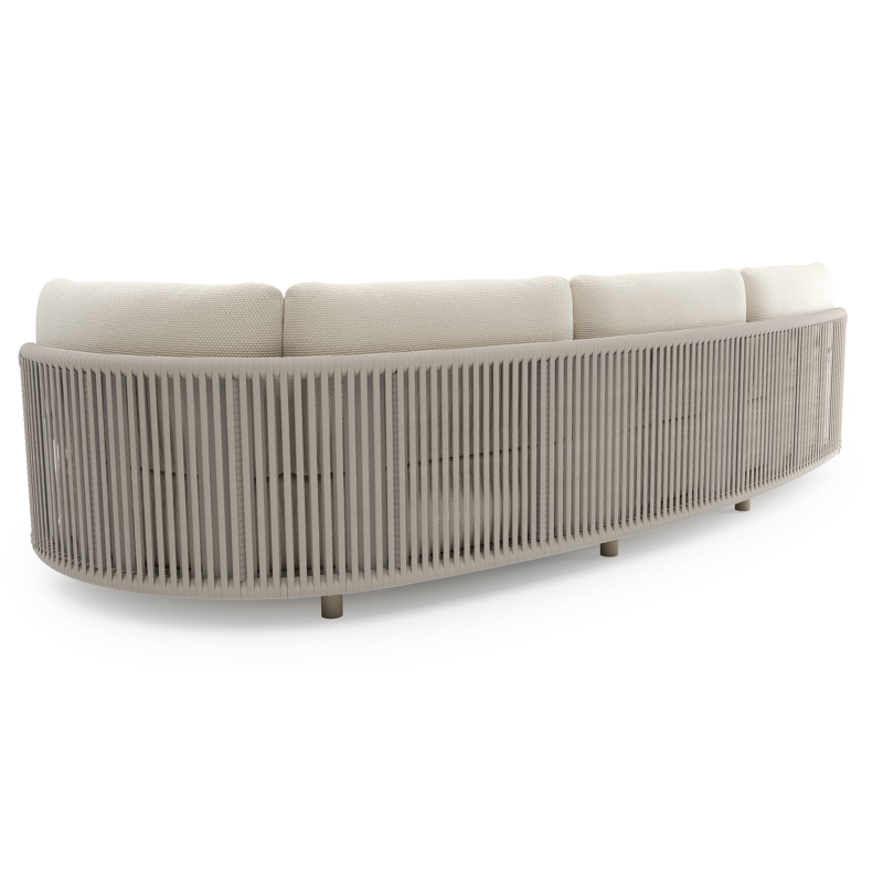 Lomano loungebank in beige aluminium en beige verticaal geweven luxe vlakke rope met althea off white all weather cosytica kussen