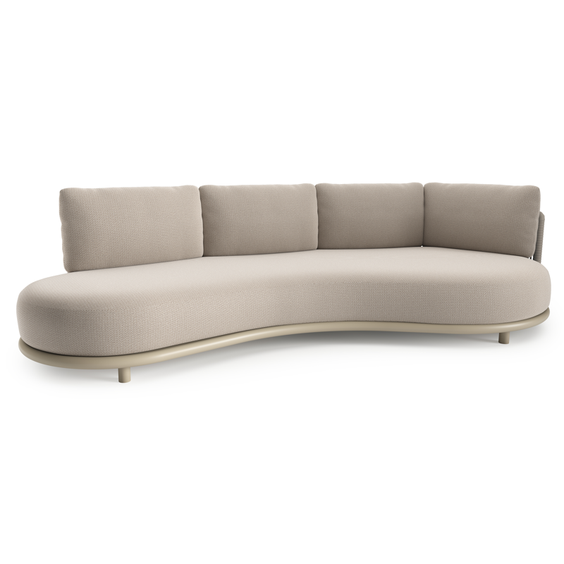 Lomano loungebank in beige aluminium met lopi fossil all weather sunbrella® luxe kussen