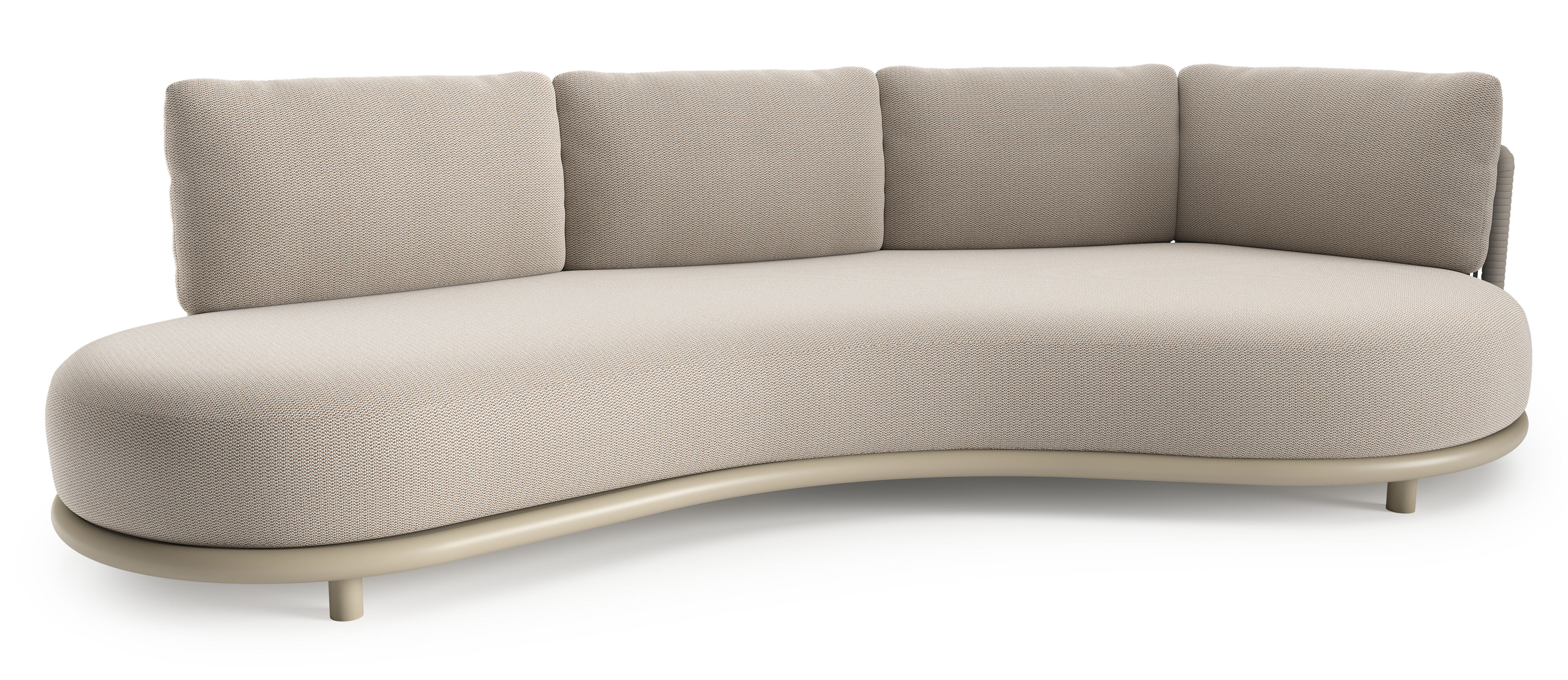 Lomano loungebank in beige aluminium met lopi fossil all weather sunbrella® luxe kussen