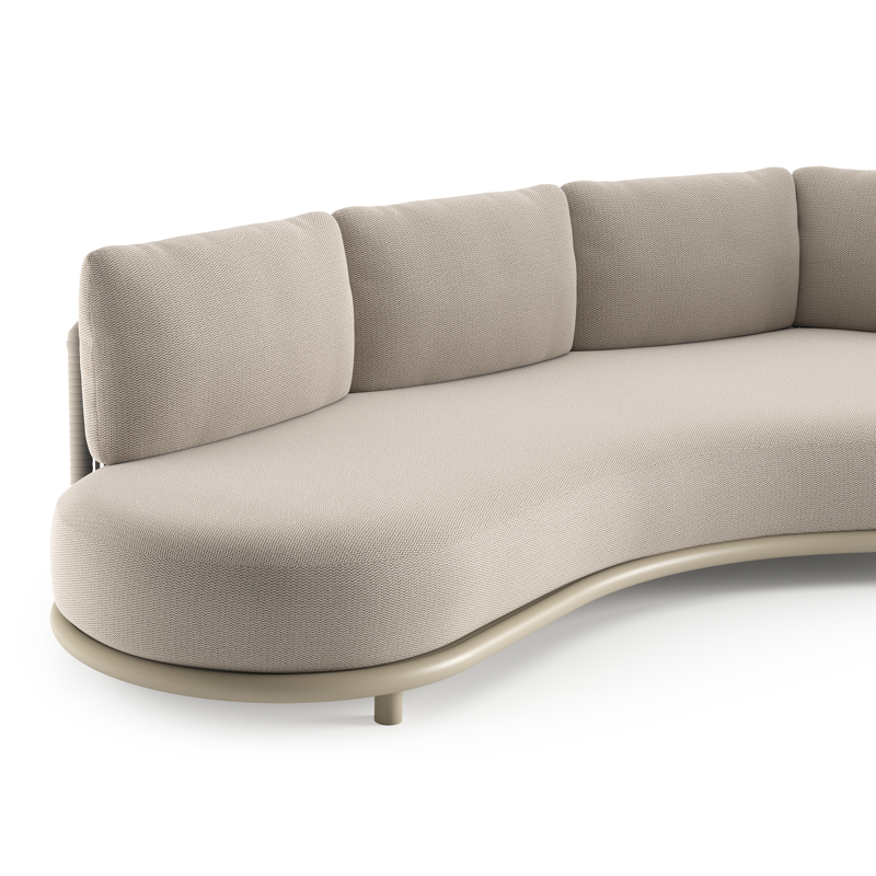 Lomano loungebank in beige aluminium met lopi fossil all weather sunbrella® luxe kussen