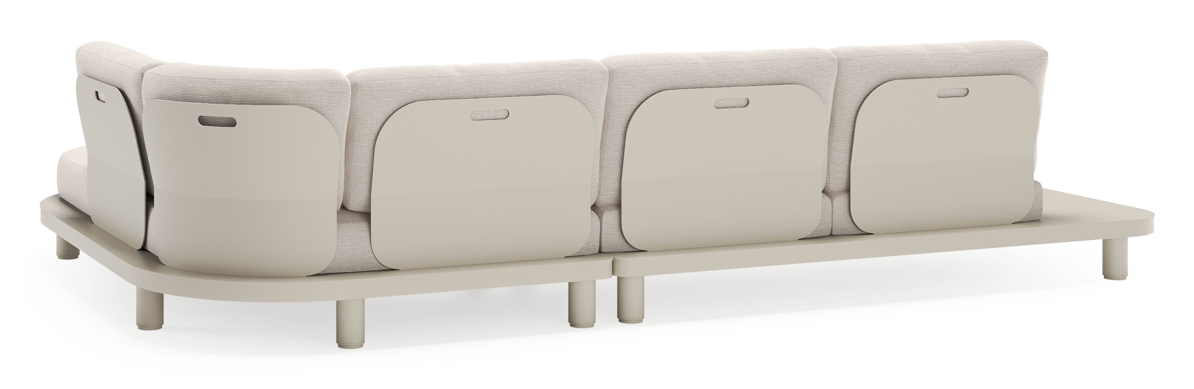 Salon de jardin d'angle Donato en aluminium beige et coussins en all weather sunbrella® luxe slow farafra