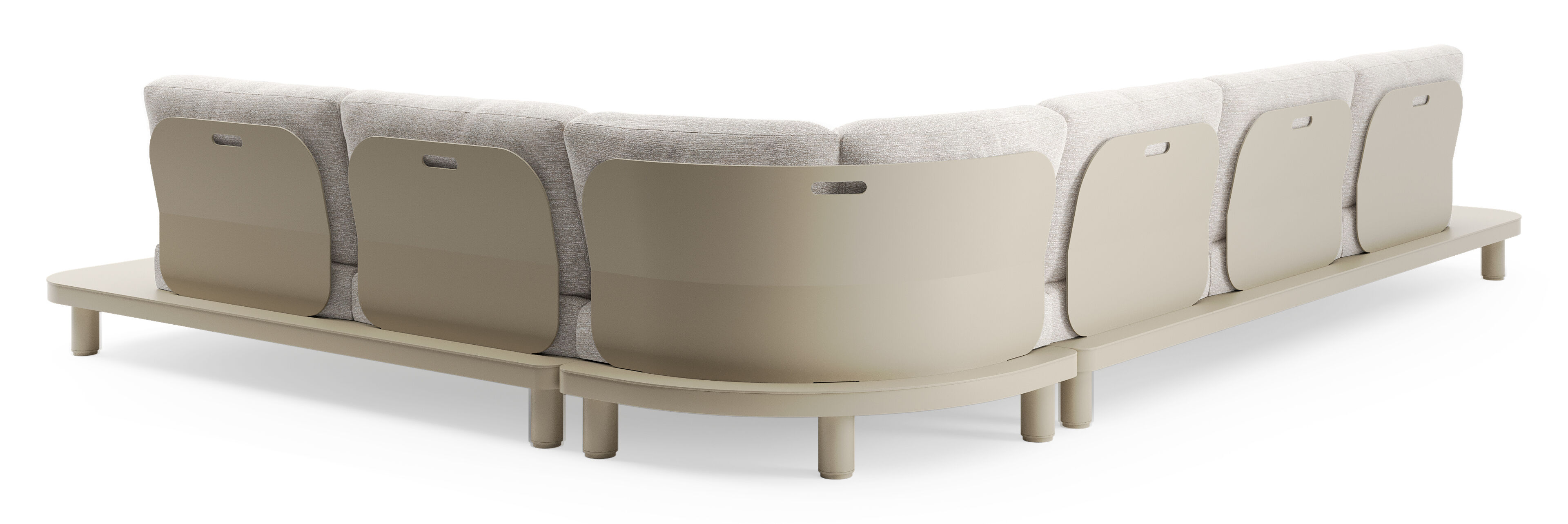 Salon de jardin d'angle Donato en aluminium beige et coussins en all weather sunbrella® luxe tundra sand