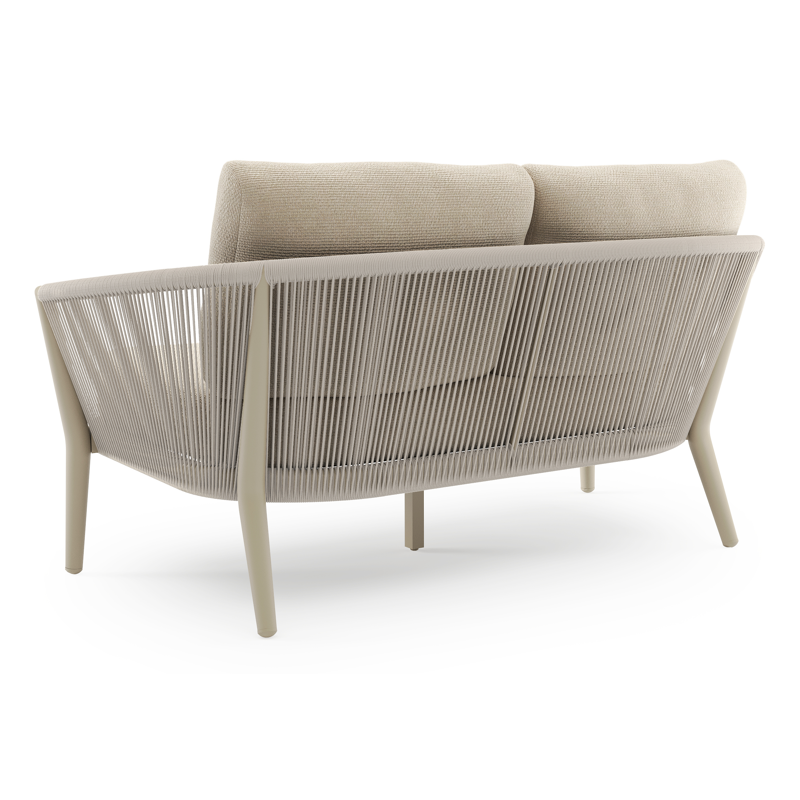 Canapé de jardin Orso en aluminium beige en corde ronde tissée verticalement beige et coussins en all weather cosytica Althea Chalk
