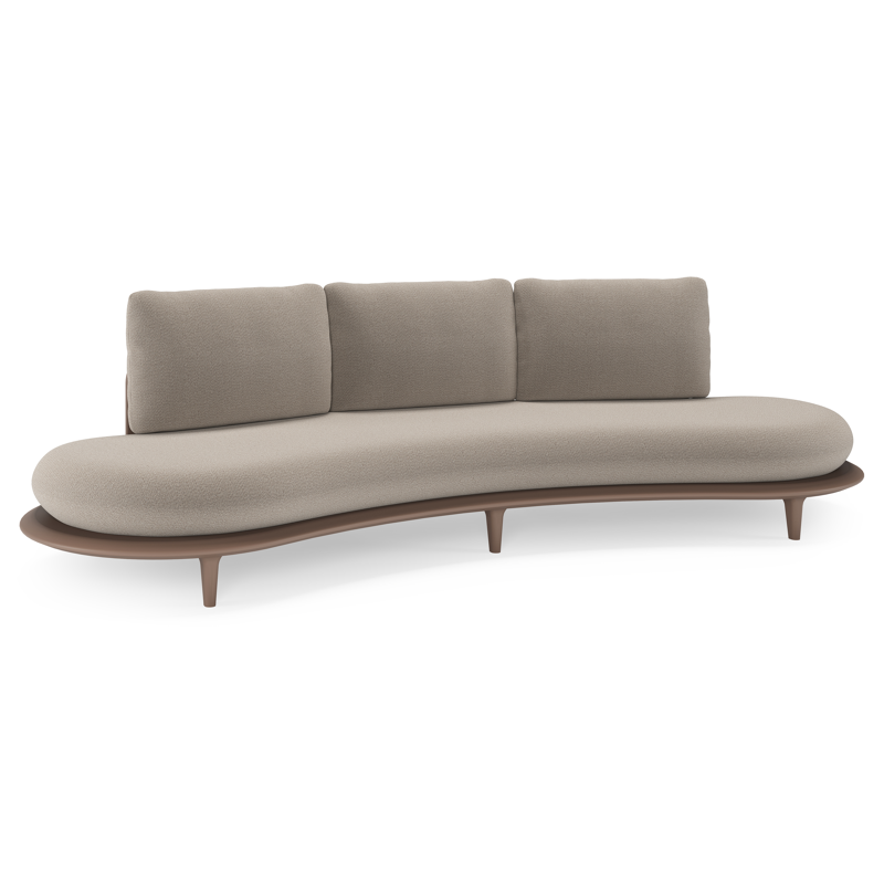 Canapé de jardin Bomero en aluminium taupe et coussins en all weather sunbrella® luxe savane coconut