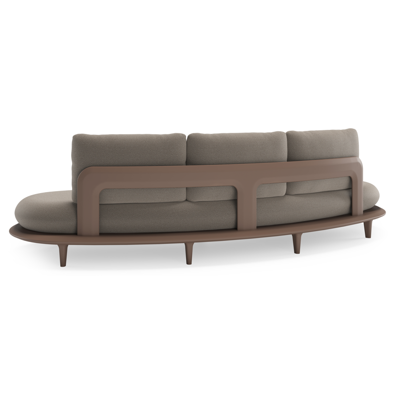 Canapé de jardin Bomero en aluminium taupe et coussins en all weather sunbrella® luxe savane coconut