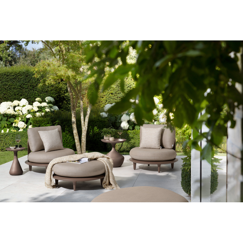 Bomero loungestoel in taupe aluminium met firenze earth all weather solica kussen