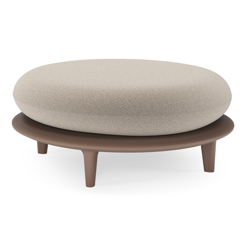 Bomero poef in taupe aluminium met savane coconut all weather sunbrella® luxe kussen