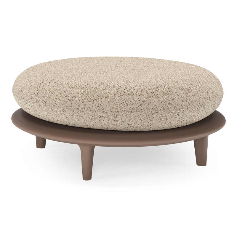 Bomero poef in taupe aluminium met bora jungle all weather cosytica kussen