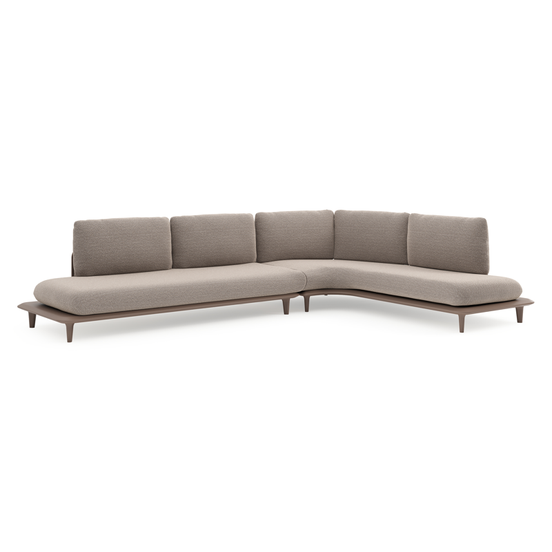 Bomero loungehoek in taupe aluminium met wander manioc all weather sunbrella® luxe kussen