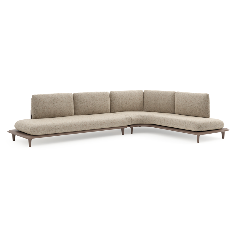 Bomero loungehoek in taupe aluminium met bora jungle all weather cosytica kussen