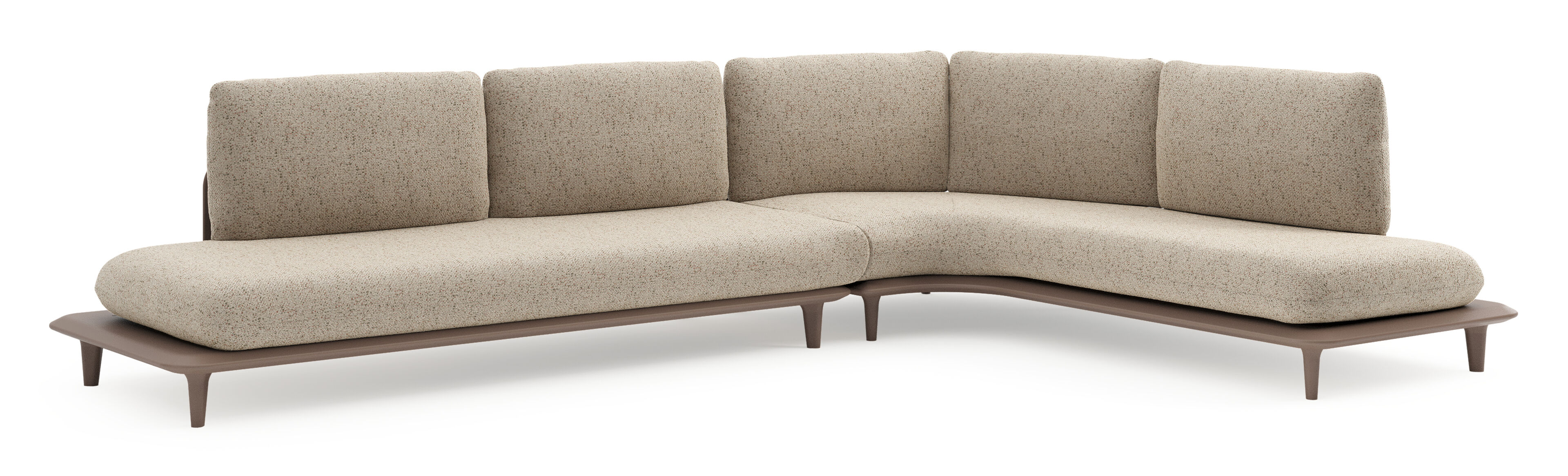 Salon de jardin d'angle Bomero en aluminium taupe et coussins en all weather cosytica bora jungle