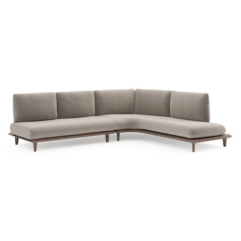 Bomero loungehoek in taupe aluminium met savane coconut all weather sunbrella® luxe kussen
