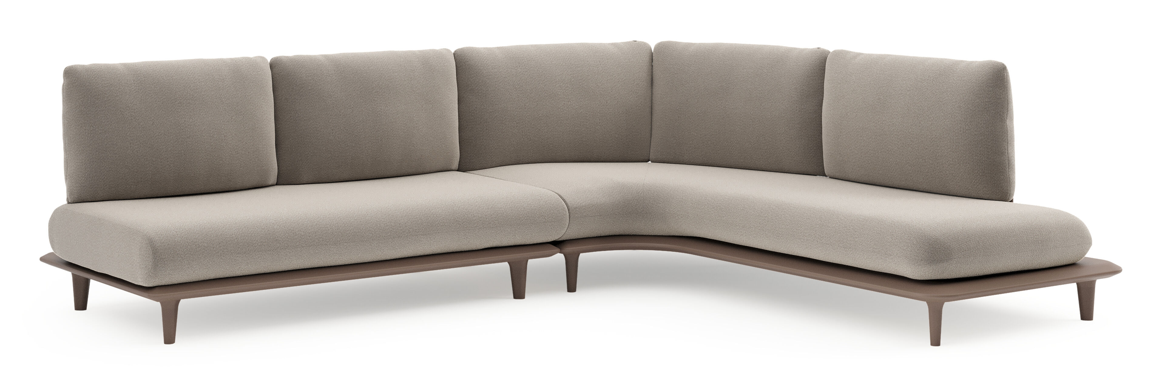 Bomero loungehoek in taupe aluminium met savane coconut all weather sunbrella® luxe kussen