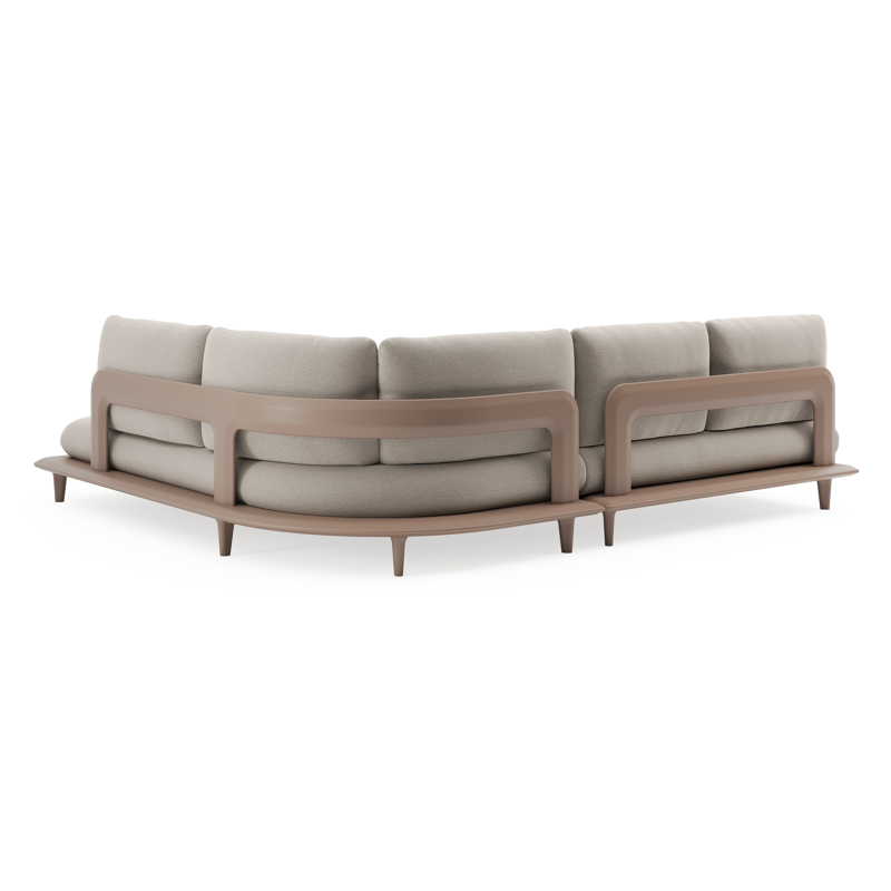Bomero loungehoek in taupe aluminium met savane coconut all weather sunbrella® luxe kussen