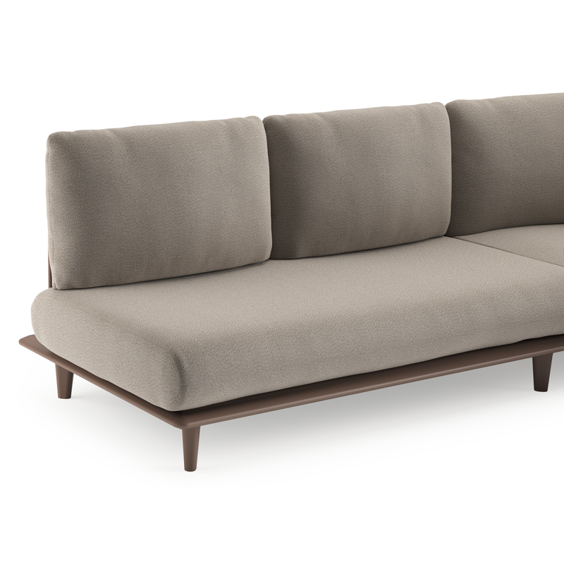 Bomero loungehoek in taupe aluminium met savane coconut all weather sunbrella® luxe kussen