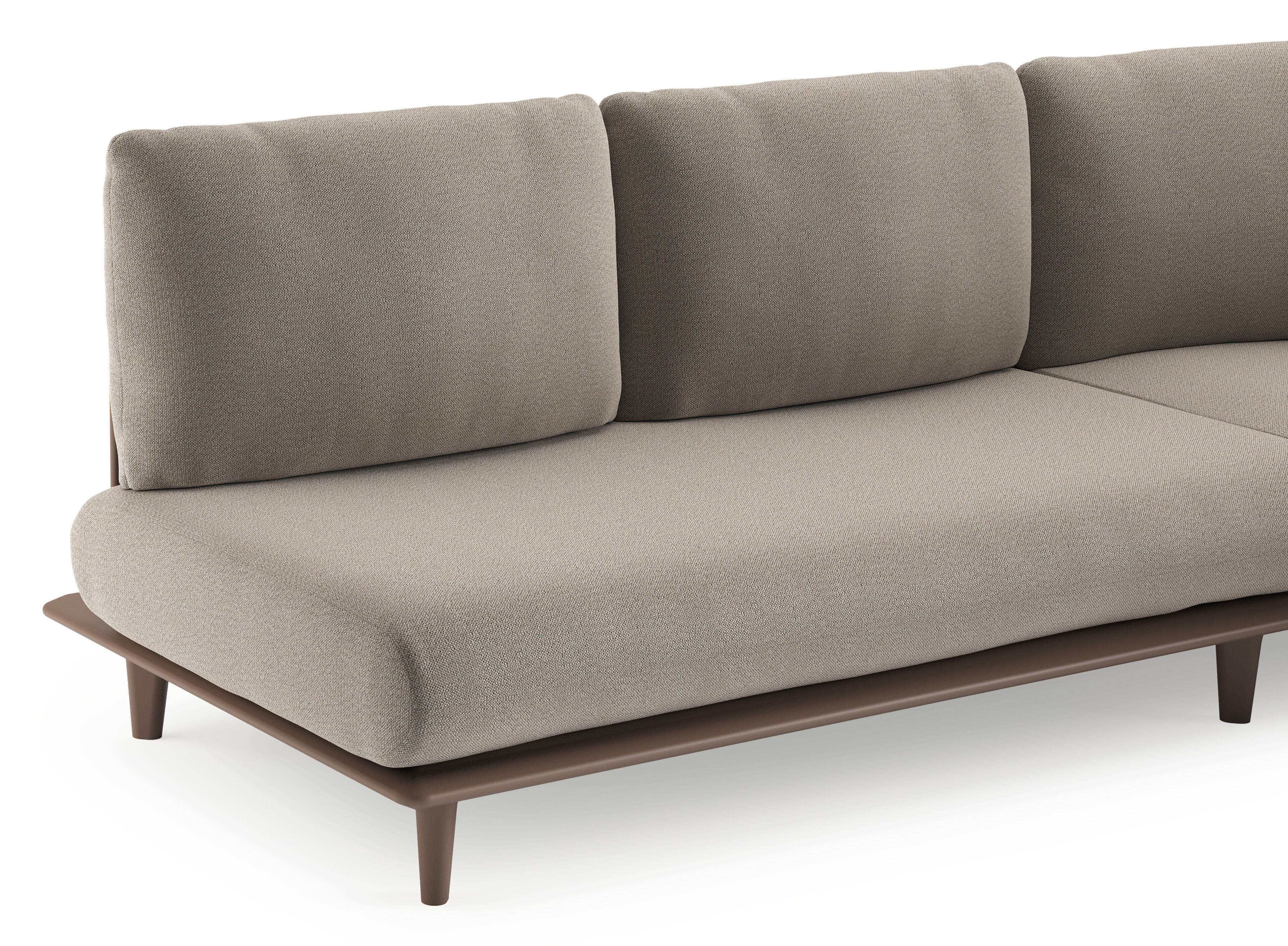 Bomero loungehoek in taupe aluminium met savane coconut all weather sunbrella® luxe kussen