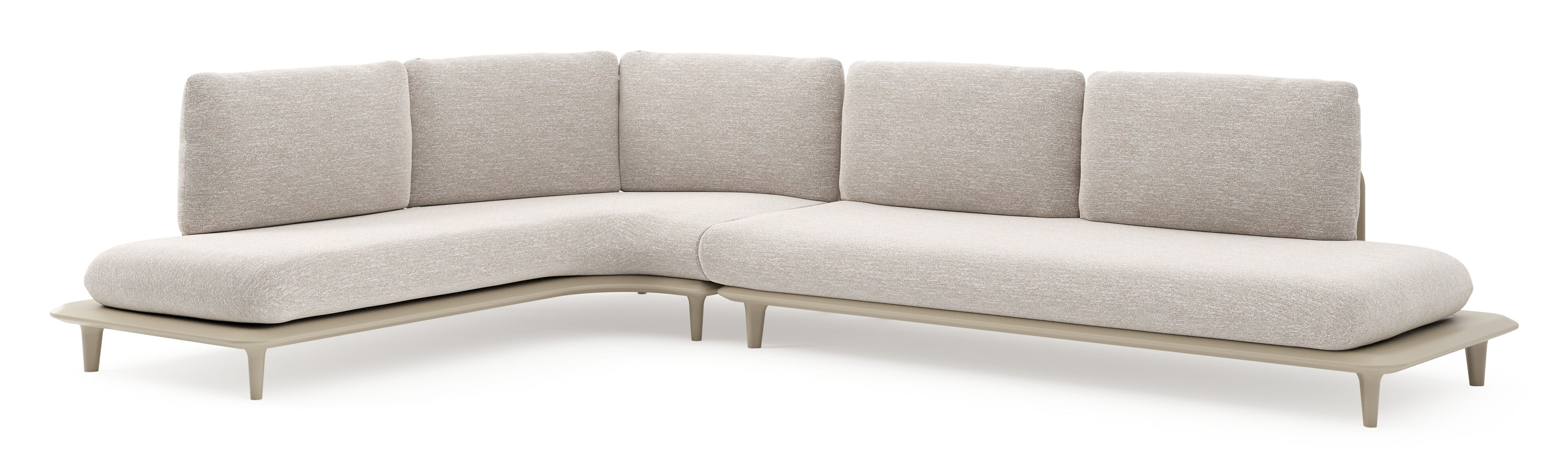 Salon de jardin d'angle Bomero en aluminium beige et coussins en all weather sunbrella® luxe tundra sand