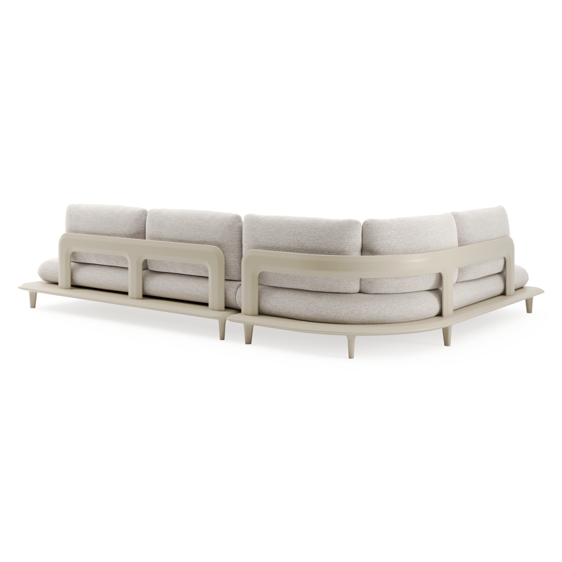 Bomero loungehoek in beige aluminium met tundra sand all weather sunbrella® luxe kussen
