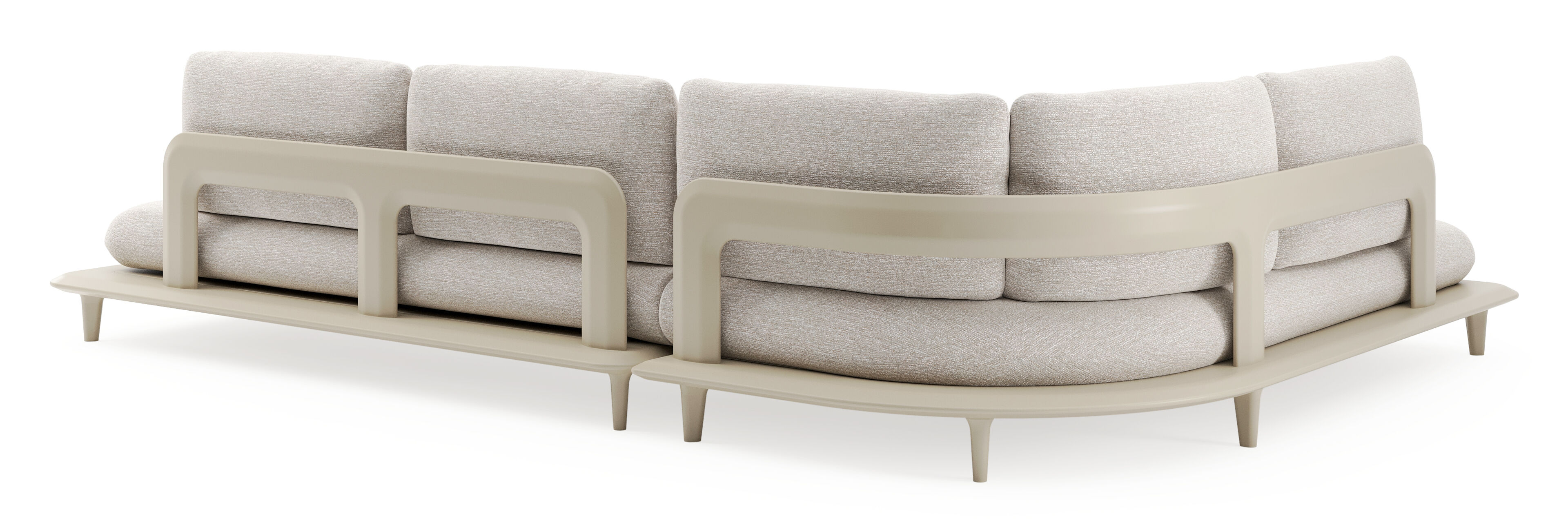 Salon de jardin d'angle Bomero en aluminium beige et coussins en all weather sunbrella® luxe tundra sand