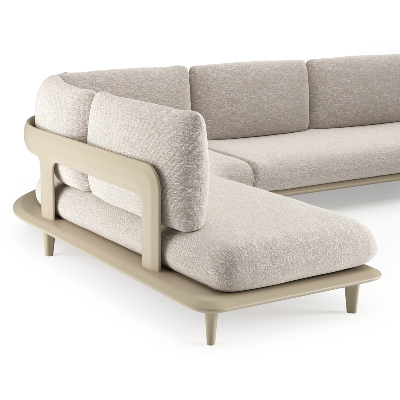 Bomero loungehoek in beige aluminium met tundra sand all weather sunbrella® luxe kussen