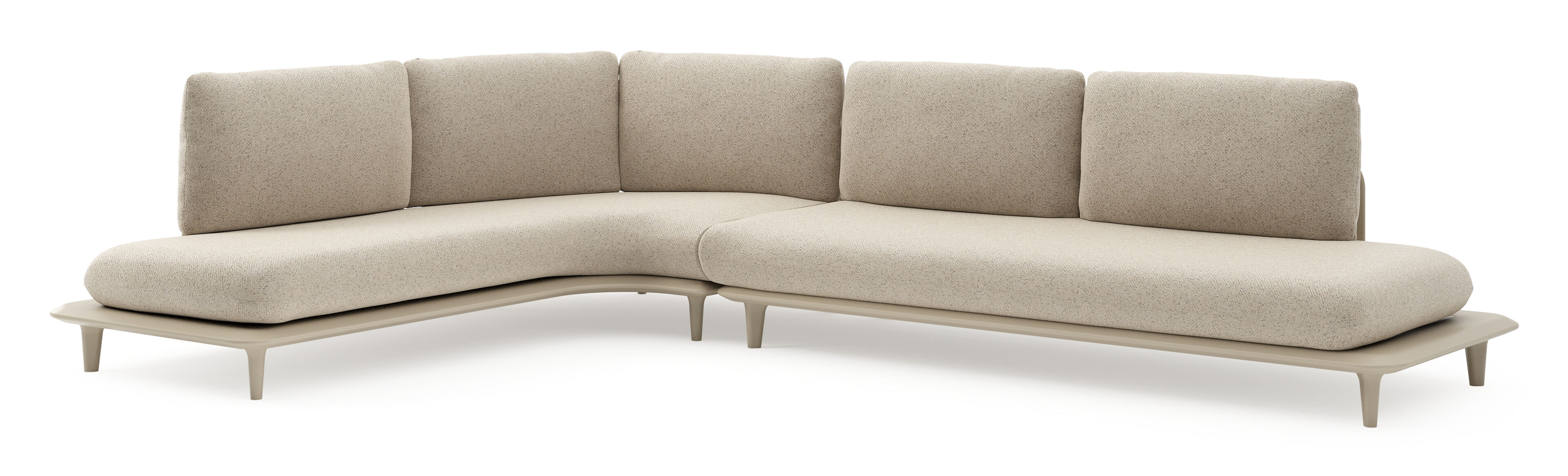 Salon de jardin d'angle Bomero en aluminium beige et coussins en all weather cosytica bora desert