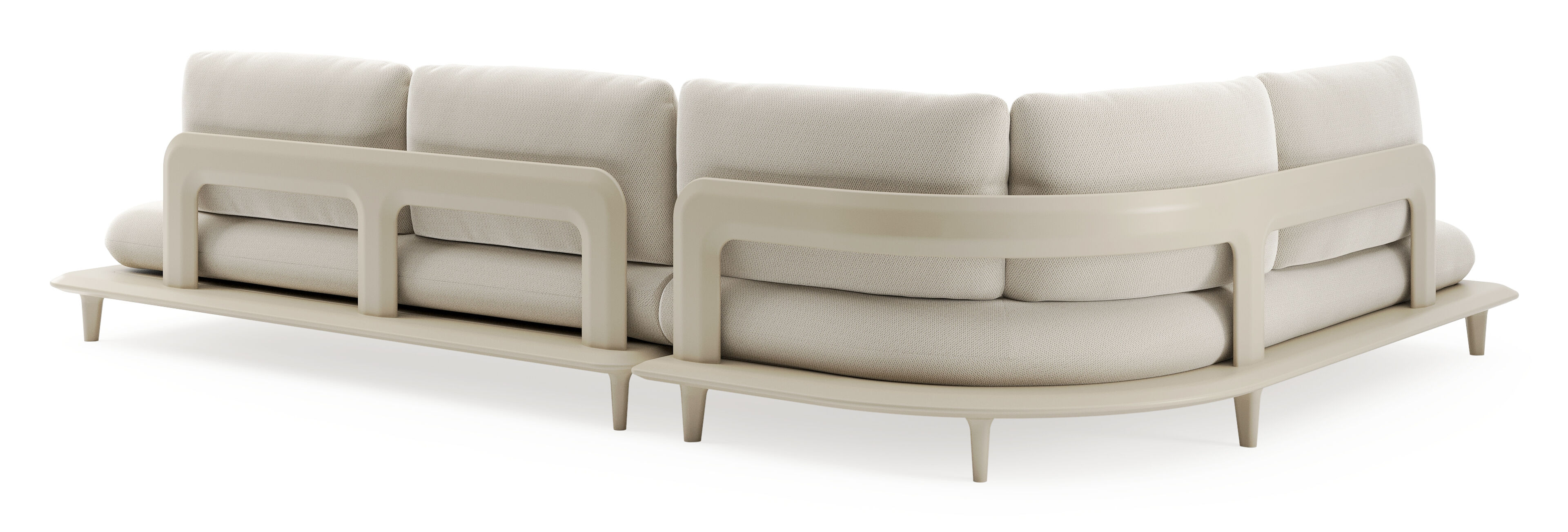 Bomero loungehoek in beige aluminium met lopi marble all weather sunbrella® luxe kussen