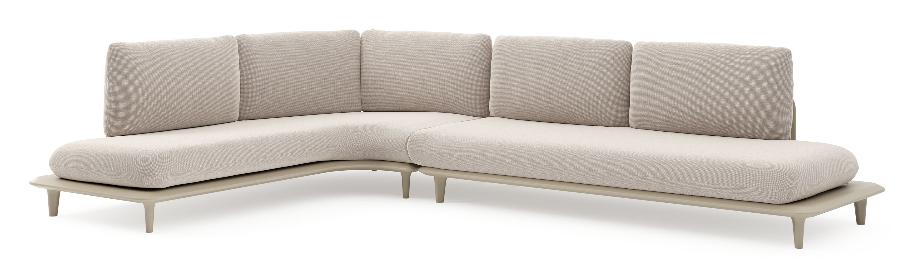 Salon de jardin d'angle Bomero en aluminium beige et coussins en all weather sunbrella® luxe slow farafra
